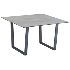 CASA DOMA Falerna Kufentisch, Edelstahl anthrazit/HPL 120x120 cm - HPL Chromix silber 1712556-1712557-1712585
