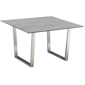 CASA DOMA Falerna Kufentisch, Edelstahl/HPL 120x120 cm - HPL Chromix silber 1712554-1712555-1712585