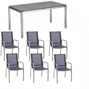 CASA DOMA Mineo/Carini Gartenmöbel-Set mit Stapelstuhl Sunproof® und Tisch, 7-tlg. 1712110-1712461-1711832