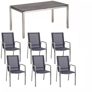 CASA DOMA Mineo/Carini Gartenmöbel-Set mit Stapelstuhl Sunproof® und Tisch, 7-tlg. 1712110-1712462-1711833