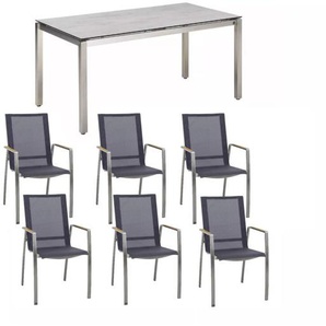 CASA DOMA Mineo/Carini Gartenmöbel-Set mit Stapelstuhl Sunproof® und Tisch, 7-tlg. 1712110-1712463-1711833