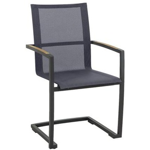 CASA DOMA Mineo Freischwinger Edelstahl anthrazit/Sunproof®/Teak 1711843