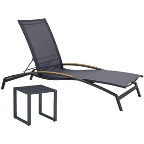 CASA DOMA Mineo/Macari Sonnenliegen-Set Sunproof® mit Tisch, 2-teilig - Teakholz-Auflage 1711863-1712741