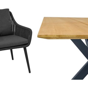 CASA DOMA Ribera/Alcamo Gartenmöbel-Set mit Diningsessel L-Form, Bank und Tisch Teak, 5-teilig 1712501-1712507-1712513-1712519-1712170-1712173