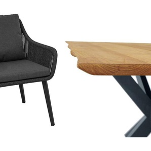 CASA DOMA Ribera/Alcamo Gartenmöbel-Set mit Diningsessel L-Form und Tisch Teak, 7-teilig 1712502-1712507-1712170-1712175