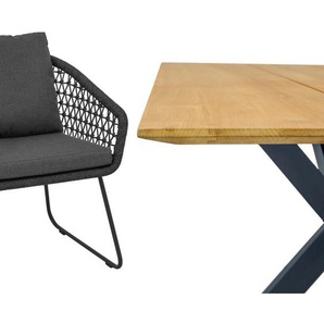 CASA DOMA Ribera/Alcamo Gartenmöbel-Set mit Diningsessel Rundform, Bank und Tisch Teak, 5-teilig 1712500-1712505-1712512-1712517-1712170-1712173