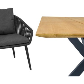 CASA DOMA Ribera/Alcamo Gartenmöbel-Set mit Diningsessel Rundform, Bank und Tisch Teak, 5-teilig 1712501-1712504-1712513-1712516-1712170-1712173