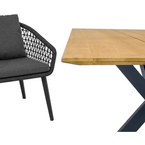 CASA DOMA Ribera/Alcamo Gartenmöbel-Set mit Diningsessel Rundform und Tisch Teak, 7-teilig 1712502-1712505-1712170-1712173