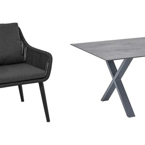 CASA DOMA Ribera/Falerna Gartenmöbel-Set mit Diningsessel, Diningbank L-Form und Tisch HPL, 5-teilig 1712182-1712183-1712491-1712514-1712519-3x1712502-