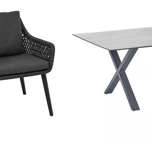 CASA DOMA Ribera/Falerna Gartenmöbel-Set mit Diningsessel, Diningbank L-Form und Tisch HPL, 5-teilig 1712182-1712183-1712493-1712514-1712522-3x1712502-