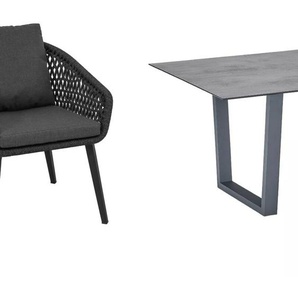 CASA DOMA Ribera/Falerna Gartenmöbel-Set mit Diningsessel, Diningbank Rundform und Tisch HPL, 5-teilig 1712181-1712183-1712491-1712514-1712518-3x1712502-