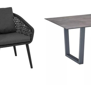 CASA DOMA Ribera/Falerna Gartenmöbel-Set mit Diningsessel, Diningbank Rundform und Tisch HPL, 5-teilig 1712181-1712183-1712492-1712514-1712518-3x1712502-