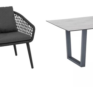 CASA DOMA Ribera/Falerna Gartenmöbel-Set mit Diningsessel, Diningbank Rundform und Tisch HPL, 5-teilig 1712181-1712183-1712493-1712514-1712517-3x1712502-