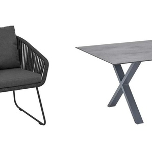 CASA DOMA Ribera/Falerna Gartenmöbel-Set mit Diningsessel, Diningbank Rundform und Tisch HPL, 5-teilig 1712182-1712183-1712491-1712512-1712516-3-1712500-