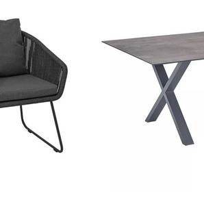 CASA DOMA Ribera/Falerna Gartenmöbel-Set mit Diningsessel, Diningbank Rundform und Tisch HPL, 5-teilig 1712182-1712183-1712492-1712512-1712515-3x1712500-