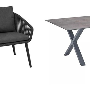 CASA DOMA Ribera/Falerna Gartenmöbel-Set mit Diningsessel, Diningbank Rundform und Tisch HPL, 5-teilig 1712182-1712183-1712492-1712514-1712516-3x1712502-