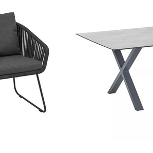 CASA DOMA Ribera/Falerna Gartenmöbel-Set mit Diningsessel, Diningbank Rundform und Tisch HPL, 5-teilig 1712182-1712183-1712493-1712512-1712516-3-1712500-