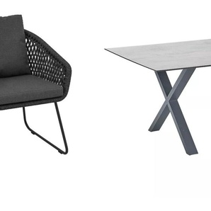 CASA DOMA Ribera/Falerna Gartenmöbel-Set mit Diningsessel, Diningbank Rundform und Tisch HPL, 5-teilig 1712182-1712183-1712493-1712512-1712518-3x1712500-