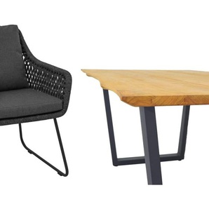 CASA DOMA Ribera/Falerna Gartenmöbel-Set mit Diningsessel L-Form, Bank und Tisch Teak, 5-teilig 1712500-1712510-1712181-1712187-1712192-1712197