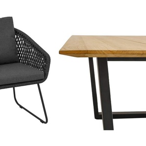 CASA DOMA Ribera/Falerna Gartenmöbel-Set mit Diningsessel Rundform, Bank und Tisch Teak, 5-teilig 1712500-1712506-1712181-1712185-1712192-1712196