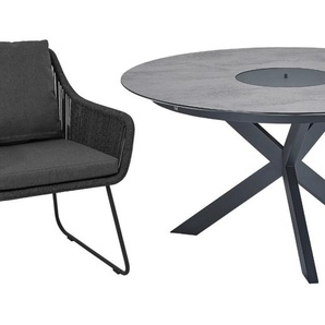 CASA DOMA Ribera/Rosano Gartenmöbel-Set mit Diningsessel L-Form und Tisch HPL, 7-teilig 1712500-1712507-1712144-1712145-1712481