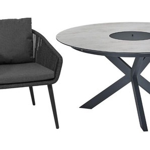 CASA DOMA Ribera/Rosano Gartenmöbel-Set mit Diningsessel Rundform und Tisch HPL, 7-teilig 1712501-1712503-1712144-1712145-1712483