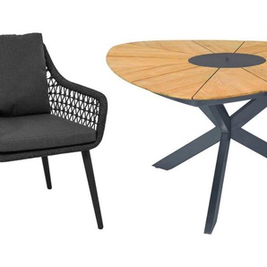 CASA DOMA Ribera/Saleni Gartenmöbel-Set mit Diningsessel L-Form und Tisch Teak, 7-teilig 1712501-1712509-1712162-1712165
