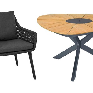CASA DOMA Ribera/Saleni Gartenmöbel-Set mit Diningsessel L-Form und Tisch Teak, 7-teilig 1712502-1712510-1712162-1712165