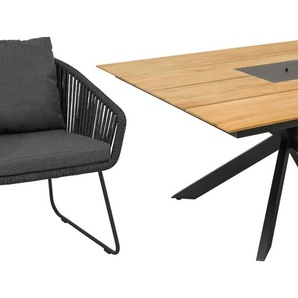 CASA DOMA Ribera/Siderno Gartenmöbel-Set mit Diningsessel Rundform und Tisch Teak, 9-teilig 1712500-1712504-1712153-1712156