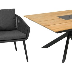CASA DOMA Ribera/Siderno Gartenmöbel-Set mit Diningsessel Rundform und Tisch Teak, 9-teilig 1712501-1712503-1712153-1712156