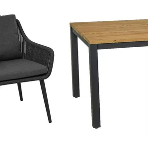 CASA DOMA Ribera/Varano Gartenmöbel-Set mit Diningsessel L-Form und Tisch Teak, 9-teilig 1712501-1712507-1712137