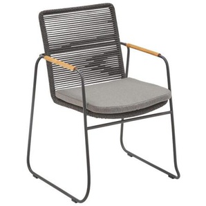 CASA DOMA Solano Stapelstuhl - Sitz Rope anthrazit | Armlehnen Teakholz 1713480-00