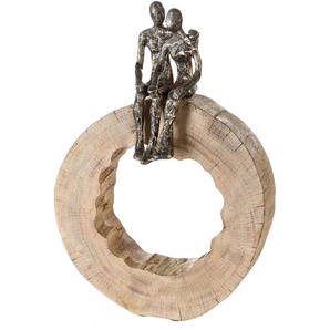 Casablanca by Gilde Dekofigur Skulptur Together (1 St), Dekoobjekt, Höhe 39 cm, aus Metall und Holz-Baumscheibe, Wohnzimmer
