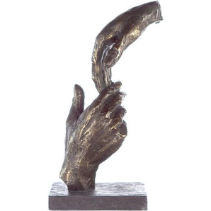 Casablanca by Gilde Dekofigur Skulptur Two Hands, bronzefarben/grau (1 St), Dekoobjekt, Höhe 29 cm, Hände, mit Spruchanhänger, Wohnzimmer