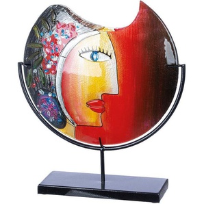 Casablanca by Gilde Dekovase Glasart Deko Vase Face Cloe, Höhe ca. 48 cm (1 St), aus Metall und Glas, handbemalt mit Fusingglaselementen