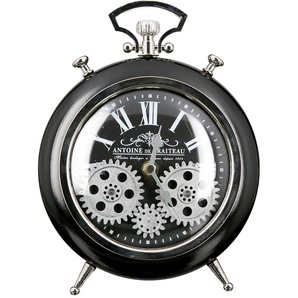 Standuhr CASABLANCA BY GILDE Transmission, schwarz/silber Standuhren silberfarben (schwarz, silberfarben) Standuhren Wecker-Form, Höhe 25 cm, rund, römische Ziffern, Wohnzimmer