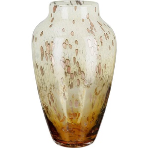 Casablanca by Gilde Tischvase Ambrosio, Dekovase (1 St), Vase aus Glas, mit Tupfen und goldfarbenem Glitter, Höhe ca. 34 cm