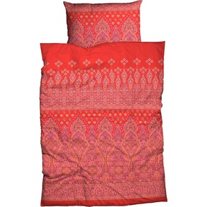 Bettwäsche CASATEX Ajala Gr. B/L: 135 cm x 200 cm (1 St.), B/L: 80 cm x 80 cm (1 St.), Satin, orange Satin-Bettwäsche Bettwäsche modernes Paisley