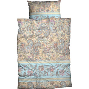 Bettwäsche CASATEX Blissa Gr. B/L: 155 cm x 220 cm (1 St.), B/L: 80 cm x 80 cm (1 St.), Satin, blau (türkis) Satin-Bettwäsche modernes Paisleydessin