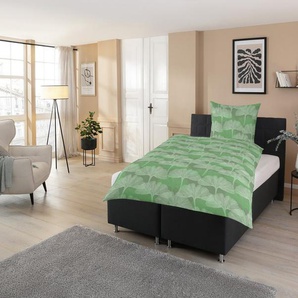 CASATEX Bettwäsche Ginkgo, Satin, 2 teilig, zarte Ginkgo Blätter, elegantes Design