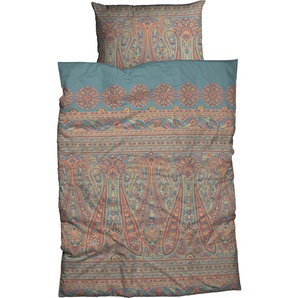 Bettwäsche CASATEX Kirana Gr. B/L: 200 cm x 220 cm (1 St.), B/L: 80 cm x 80 cm & 80 cm x 80 cm (2 St.), Satin, blau (petrol) Satin-Bettwäsche orientalische, exclusive Bordüren und Ornamente