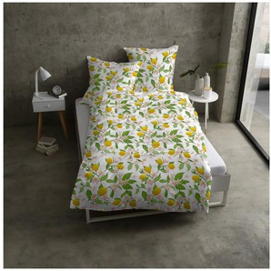 CASATEX Bettwäsche Lemon, Satin, 2 teilig, kräftig sonnige Farben, tolles Design mit Zitronen