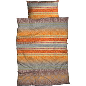 Bettwäsche CASATEX Mantua Gr. B/L: 240 cm x 220 cm (1 St.), B/L: 80 cm x 80 cm & 80 cm x 80 cm (2 St.), Biber, orange Bettwäsche 240x220 cm moderne Ornamente