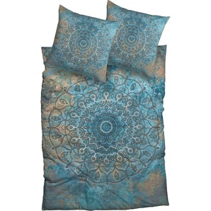 Bettwäsche CASATEX Sleep Tight Gr. B/L: 200 cm x 200 cm (1 St.), B/L: 80 cm x 80 cm & 80 cm x 80 cm (2 St.), Satin, blau (türkis) Satin-Bettwäsche stilvoll und exklusiv