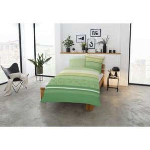 CASATEX Bettwäsche Teri, Satin, 2 teilig, zarte Blüten und Streifen, frische, elegante Farben