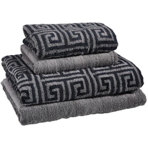 Cawoe Frottierset, Anthrazit, Textil, 4-teilig, Abstraktes, Oeko-Tex® Standard 100, saugfähig, Aufhängeschlaufe, strapazierfähig, angenehm weich, hochwertige Qualität, Badtextilien, Handtuch-Sets