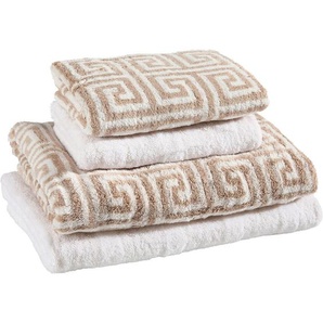 Cawoe Frottierset, Sand, Textil, 4-teilig, Abstraktes, Oeko-Tex® Standard 100, saugfähig, Aufhängeschlaufe, strapazierfähig, angenehm weich, hochwertige Qualität, Badtextilien, Handtuch-Sets