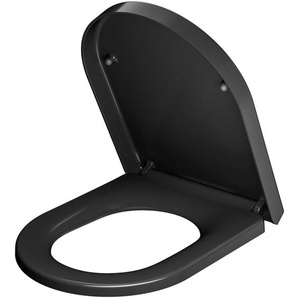 Cecipa Max - D-förmiger Toilettensitz aus Polypropylen – Toilettensitz mit Absenkautomatik – Toilettendeckel – Schwarz – Für Badezimmer
