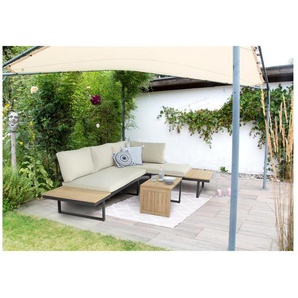 Celano Gartenlounge - Aluminium, beige, für 4 Personen, wetterfest - Ecklounge, Lounge Set, Loungemöbel Set bellavista - Home & Garden