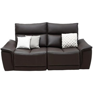 Celina Home 2-Sitzer-Sofa, Dunkelbraun, Leder, Echtleder, Spaltleder, Rindleder, Uni, 210x102x98 cm, Wohnzimmer, Sofas & Couches, Sofas, 2-Sitzer Sofas